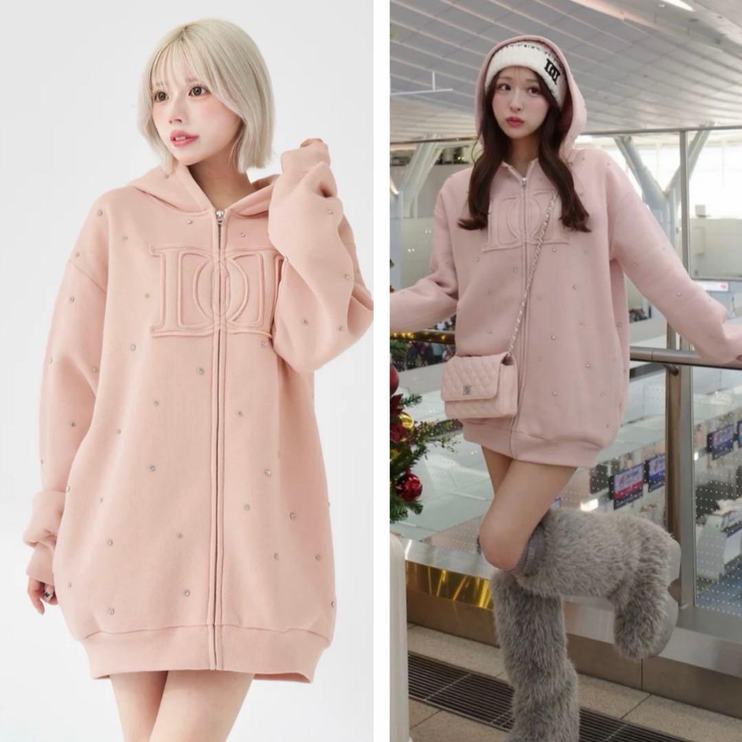 新品・未開封♡Darich♡DDロゴビジュージップパーカー　PNK ダーリッチ darich DDロゴビジュージップパーカー ピンク PNK - メルカリ