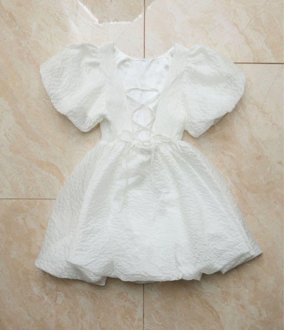 即日発送】トリートユアセルフ バルーンフラワージャガードワンピース