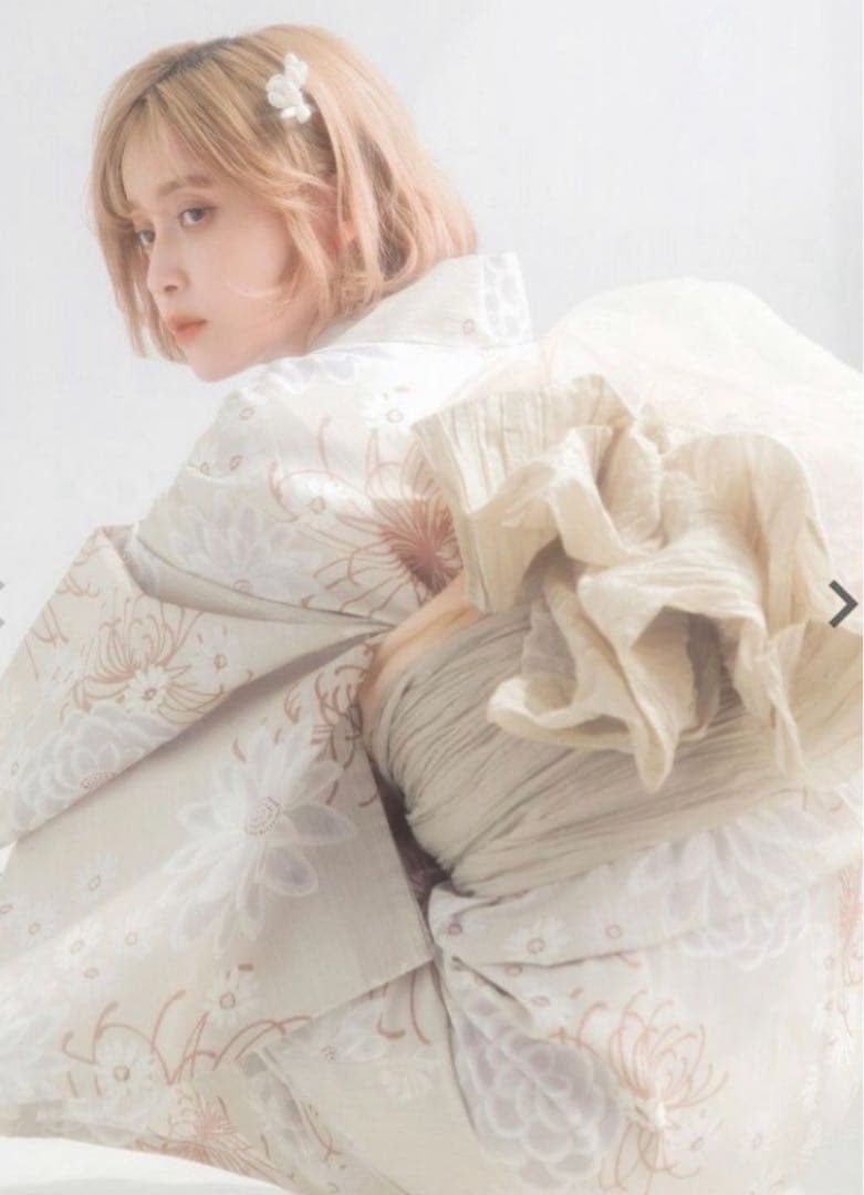 花柄白色浴衣・帯セット 浴衣セット 女性 浴衣 帯 和装 2点| きもの館 創美苑