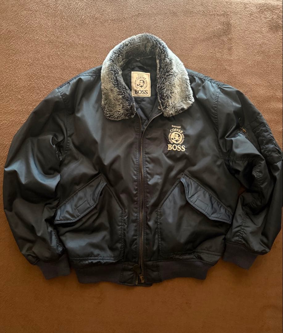 90s BOSS フライトジャケット　非売品 初期 90s 非売品】本革BOSSジャン ボスジャン フライトジャケット G1