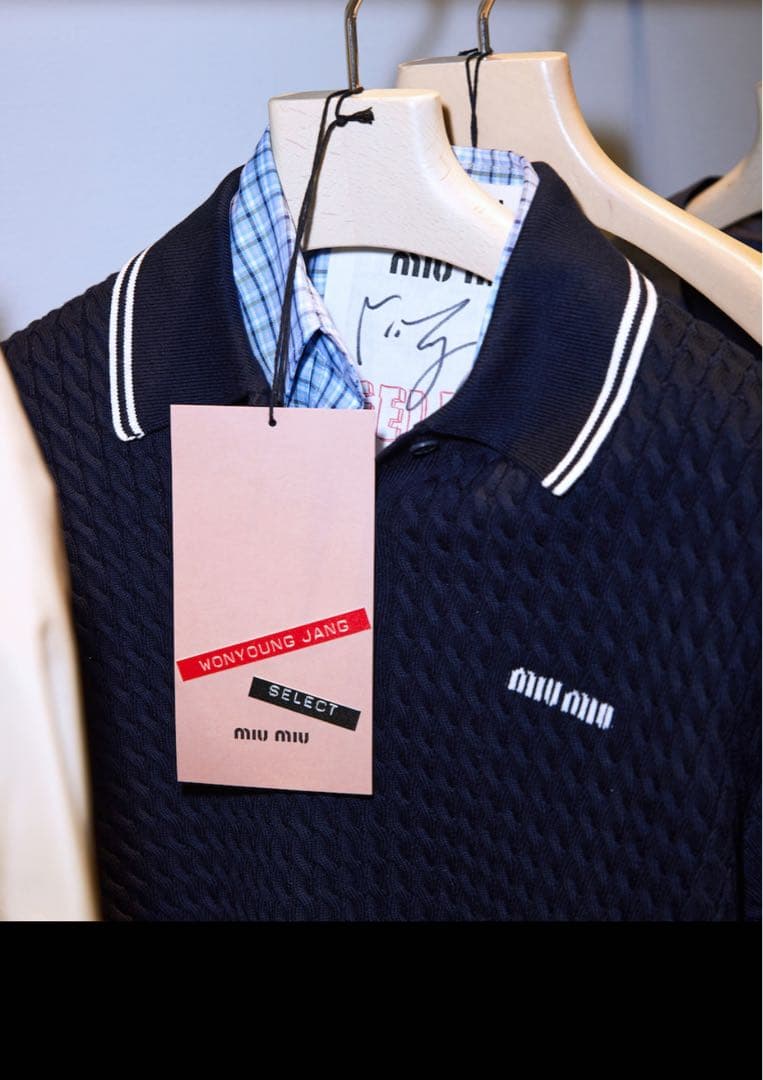 miumiu 2024/25 ウォニョン着 半袖 コットン ニットポロシャツ - メルカリ