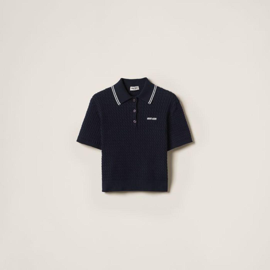 miumiu 2024/25 ウォニョン着 半袖 コットン ニットポロシャツ - メルカリ