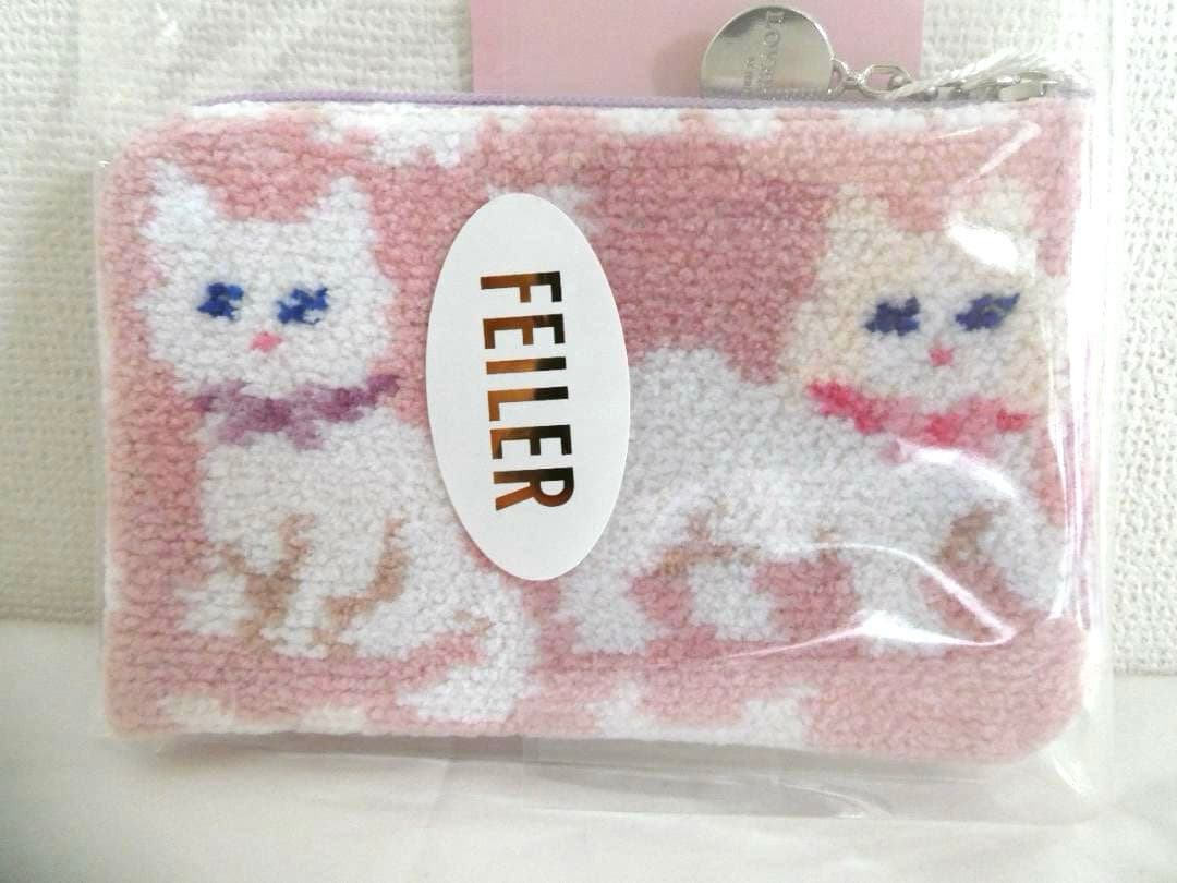 フェイラー】モフモフネコチャン L字ポーチ ペールピンク - メルカリ
