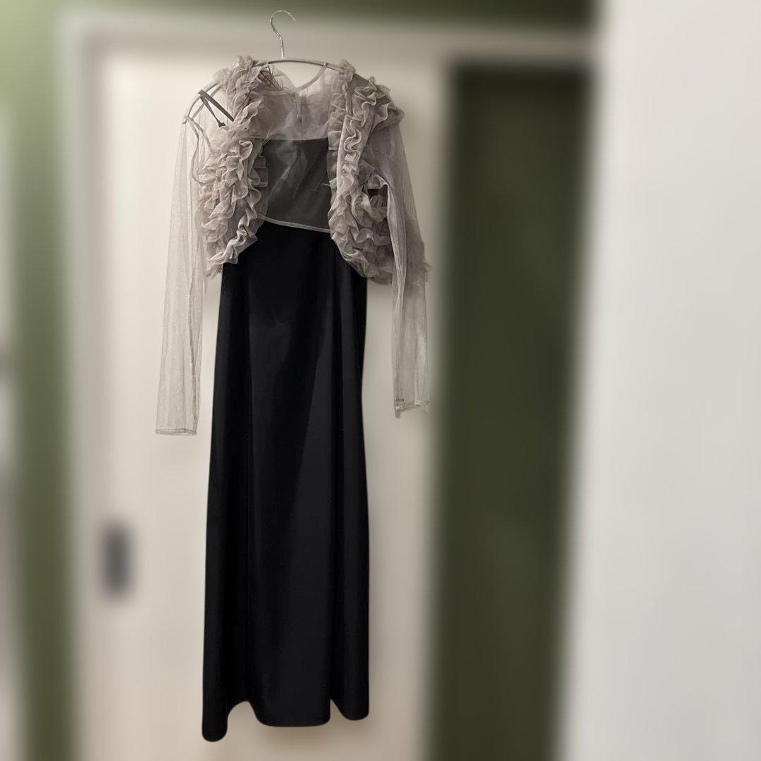 フリル付きジャケットとロングドレスセット ガール GIRL テーラードジャケット チュール フリル キャミワンピース