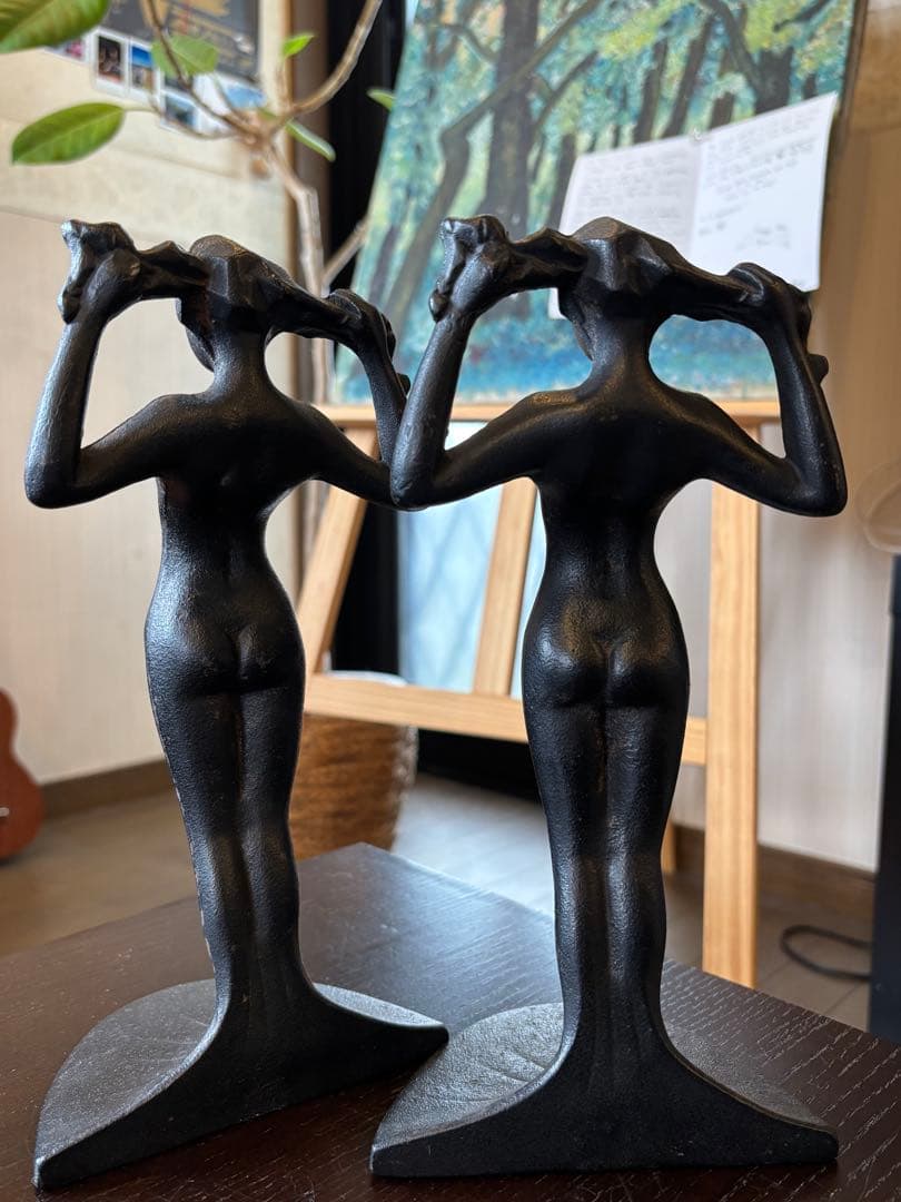 ブックエンド 滝錬太郎 姉妹像 マチ 南部鉄器 アイアン 鋳物