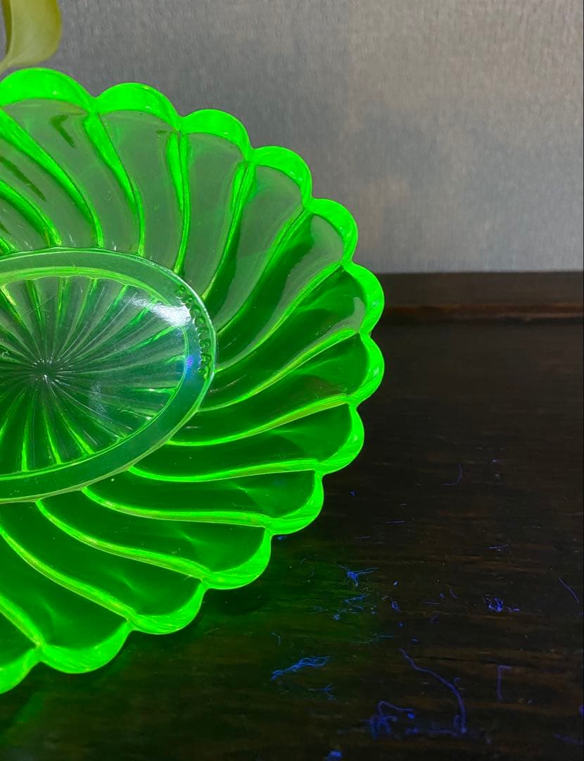 オールドバカラ バカラ ウランガラス 小物入れ バンブー レア 美品