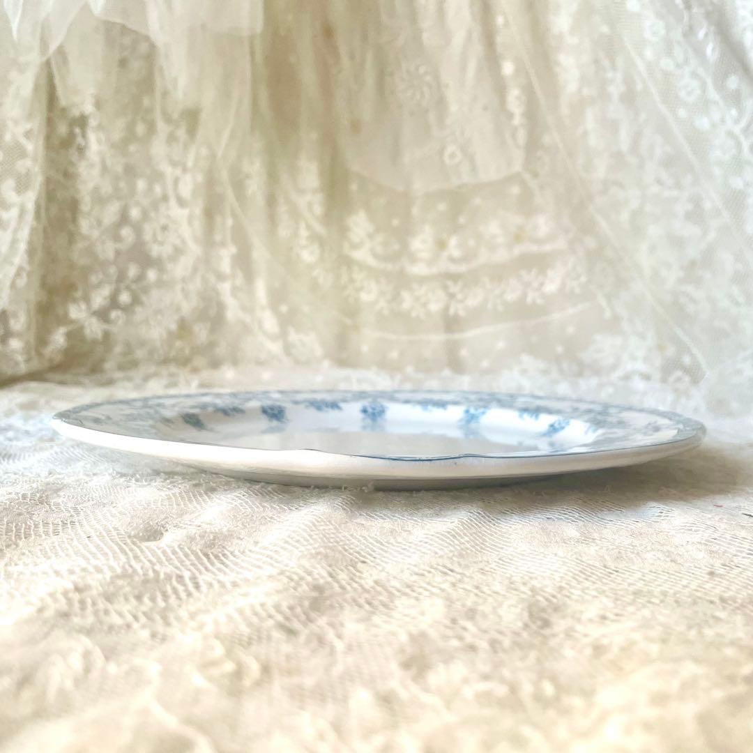 エミールブルジョワ窯ブルーリボンのガーランドプレート 平皿 フランス