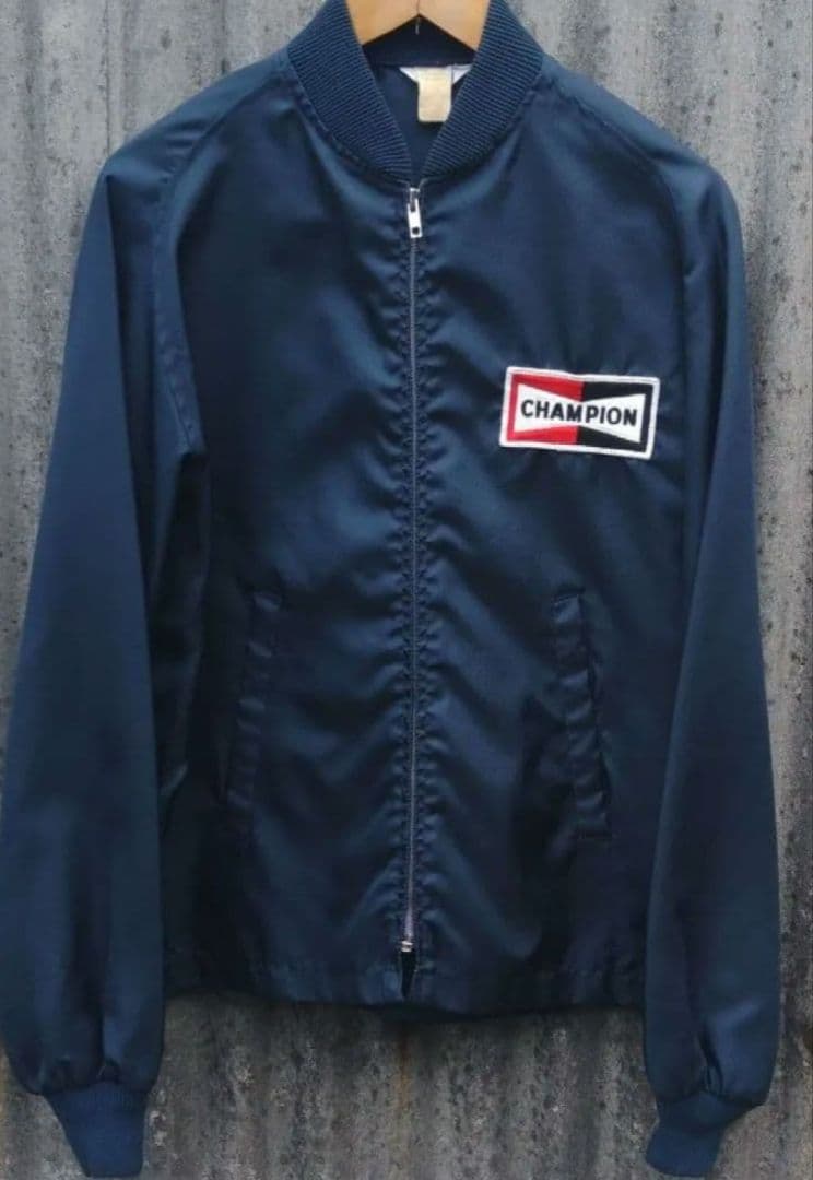 【希少】70's チャンピオンプラグ レーシングジャケット 値下げ無し 70's CHAMPION SPARK PLUG Nylon Racing Jacket DEAD STOCK ビンテージ