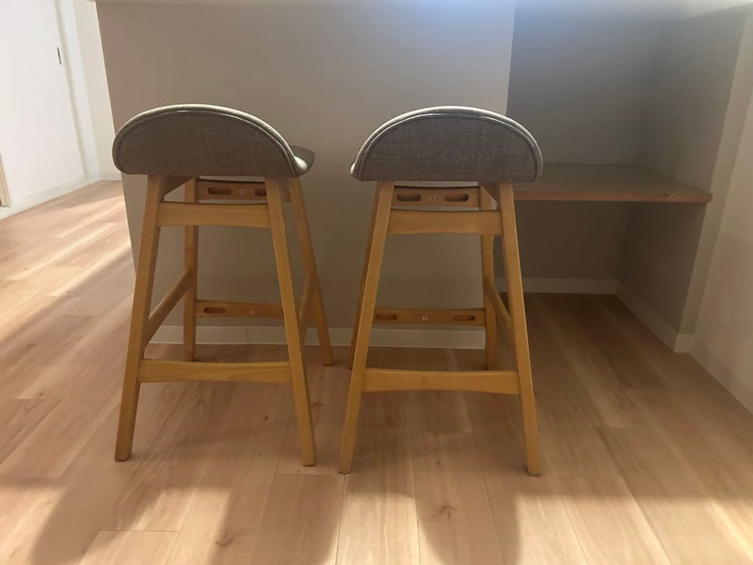 モダン バースツール グレー 2脚セット