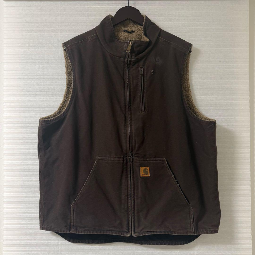 carhartt カーハート　ダックベスト　ダークブラウン USA製 カーハート ダックベスト ダークブラウン 表記(XL) | すべての
