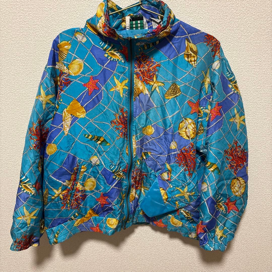 希少 シルク100% 90s 総柄ジャケット マリン 貝殻 バブル柄 - メルカリ