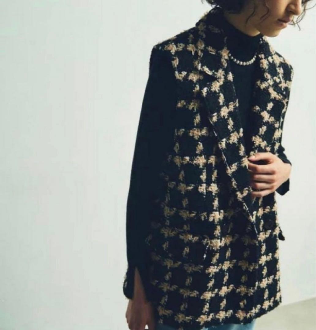 新品[グレースコンチネンタル　25AW フェザーチェックツイードジレ　36 フェザーチェックツイードコート / GRACE CONTINENTAL | GRACE