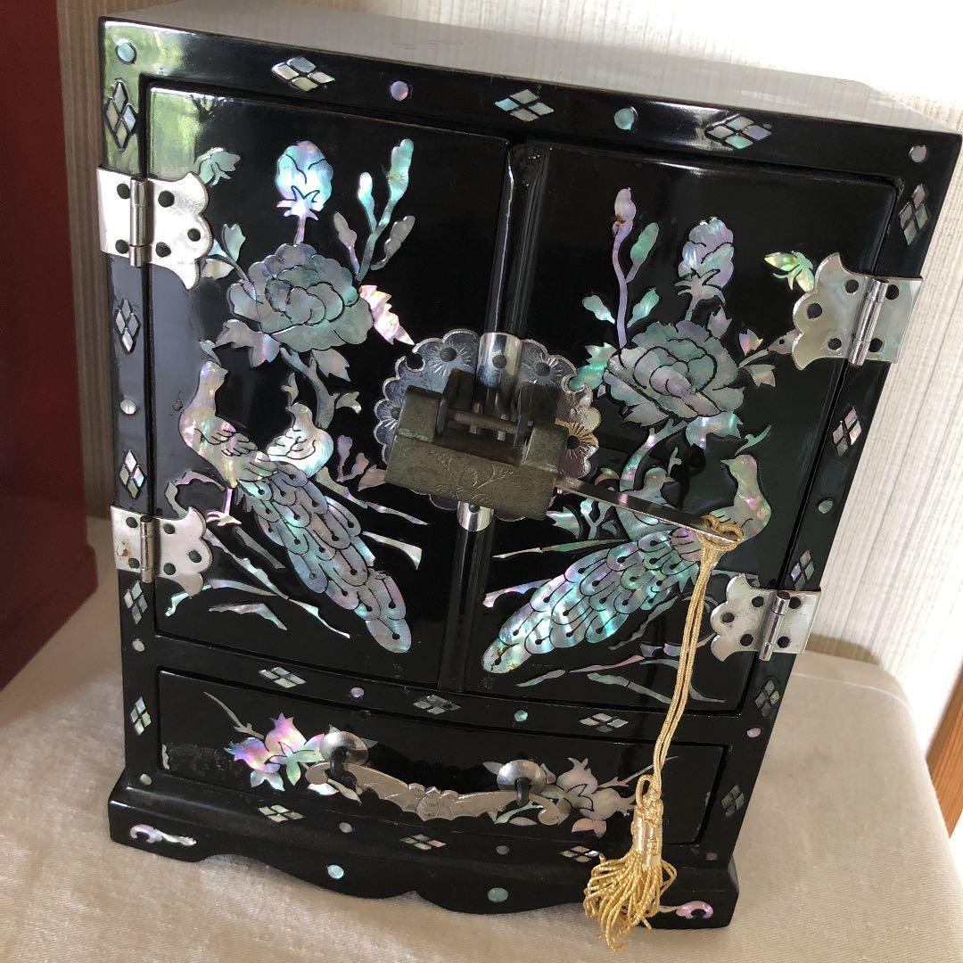 中国 アンティーク 家具 螺鈿細工 観音扉 棚 ビンテージ インテリア