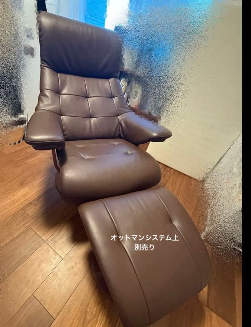 カリモク　リクライニングソファ カリモク家具 リクライニングチェア「R307」半革#X803カーキ色 木部