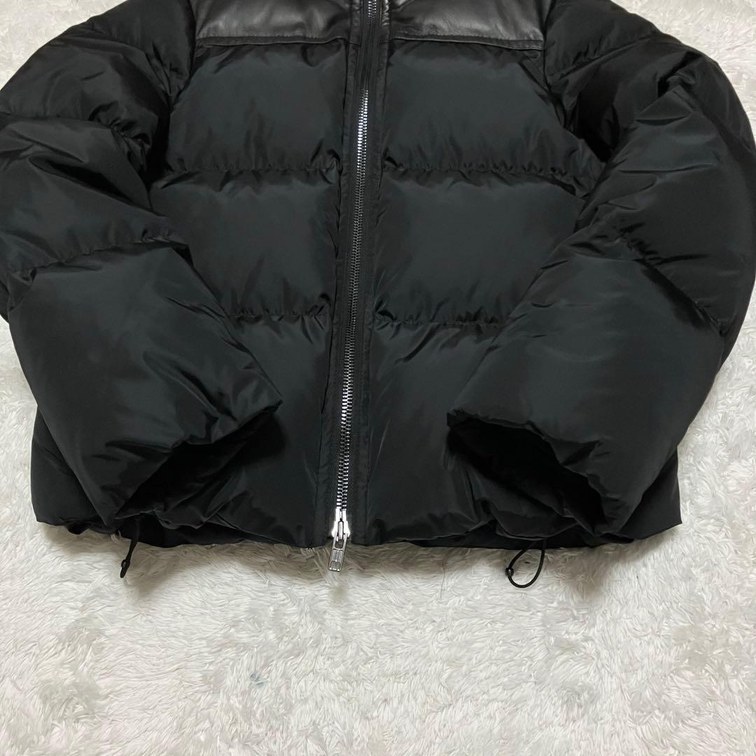 美品✨coach ダウンジャケット レザー×ナイロン 切替 肉厚 ブラック M