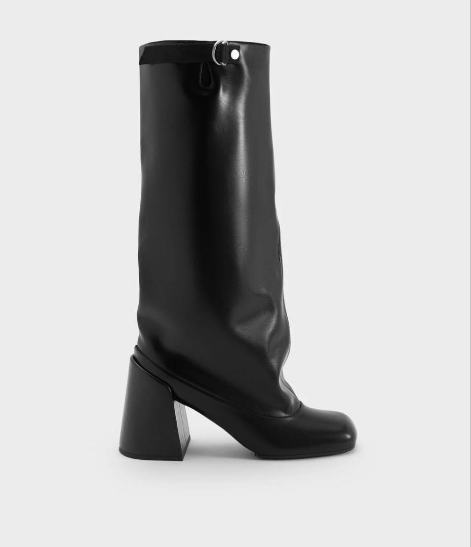 CHARLES & KEITHブロックヒールロングブーツ 36 23センチ CHARLES ＆ KEITH（チャールズ&キース） ブーツ ブロックヒール ロング