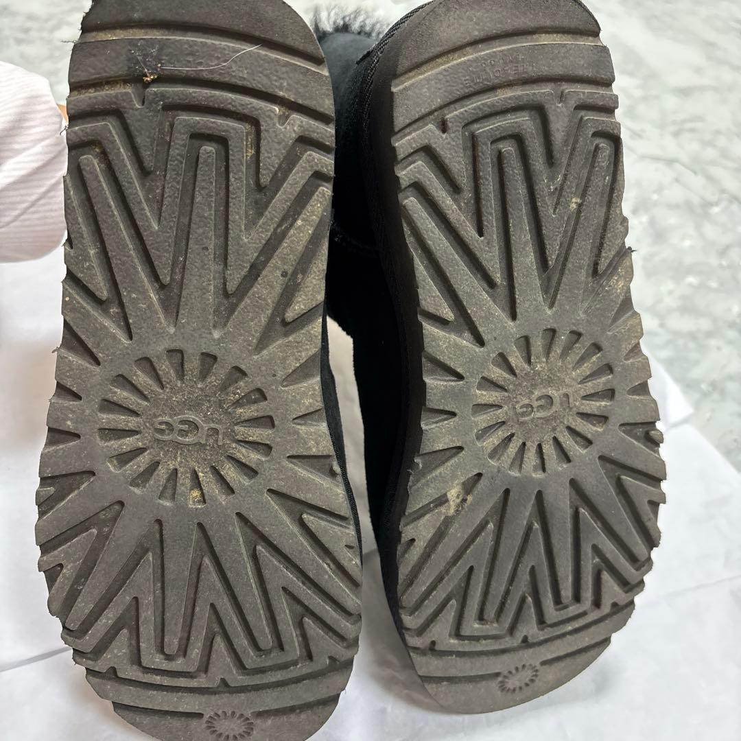 UGG ムートンブーツ ブラック ラインストーンビジュー ボタン付 24