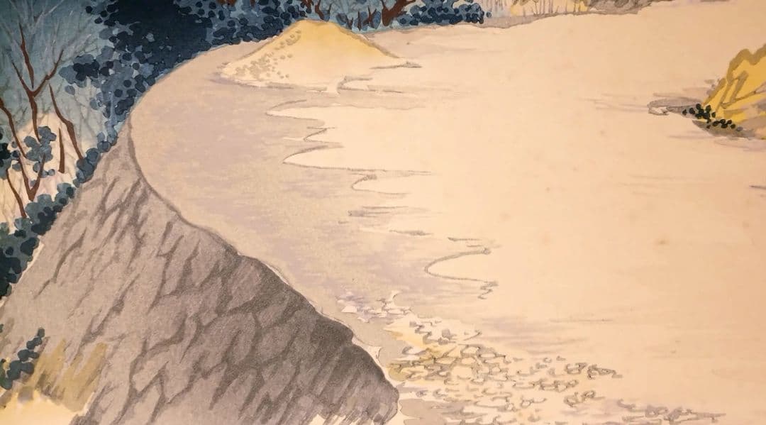 新版画富士三十六景ノ内伊豆江梨海岸、徳力富吉郎画、