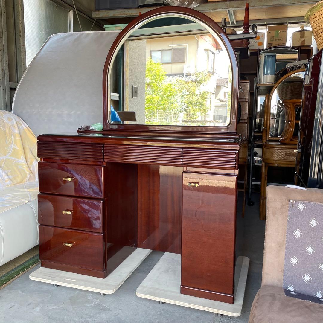 昭和レトロなドレッサー 鏡台 昭和初期 アンティーク 彫刻入りドレッサー