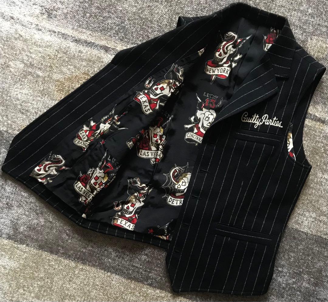 初期の名作 別格の裏地スカル柄 ワコマリア ストライプ柄 髑髏 ベスト ジレ S 楽天市場】ヒロワールドトレード スカル ステッカー 2枚 ブラック