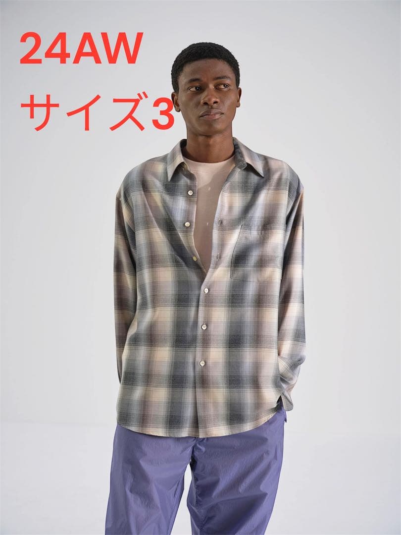 【おぼん様用】SUPER LIGHT WOOL CHECK SHIRT Auralee Super Light Wool Check Shirt in Charcoal/Grey Check