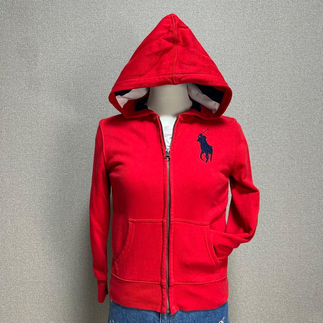 美品 ポロラルフローレン ジップパーカー ビッグポニー 赤 Y2K グランジ POLO RALPH LAUREN（ポロ・ラルフローレン） 爆買 パーカー ポロ