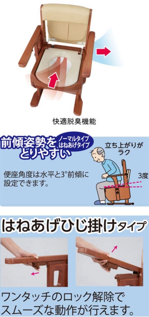 長尾裕一郎 【未使用】uchie ウチエ　 介護　家具調ポータブルトイレ