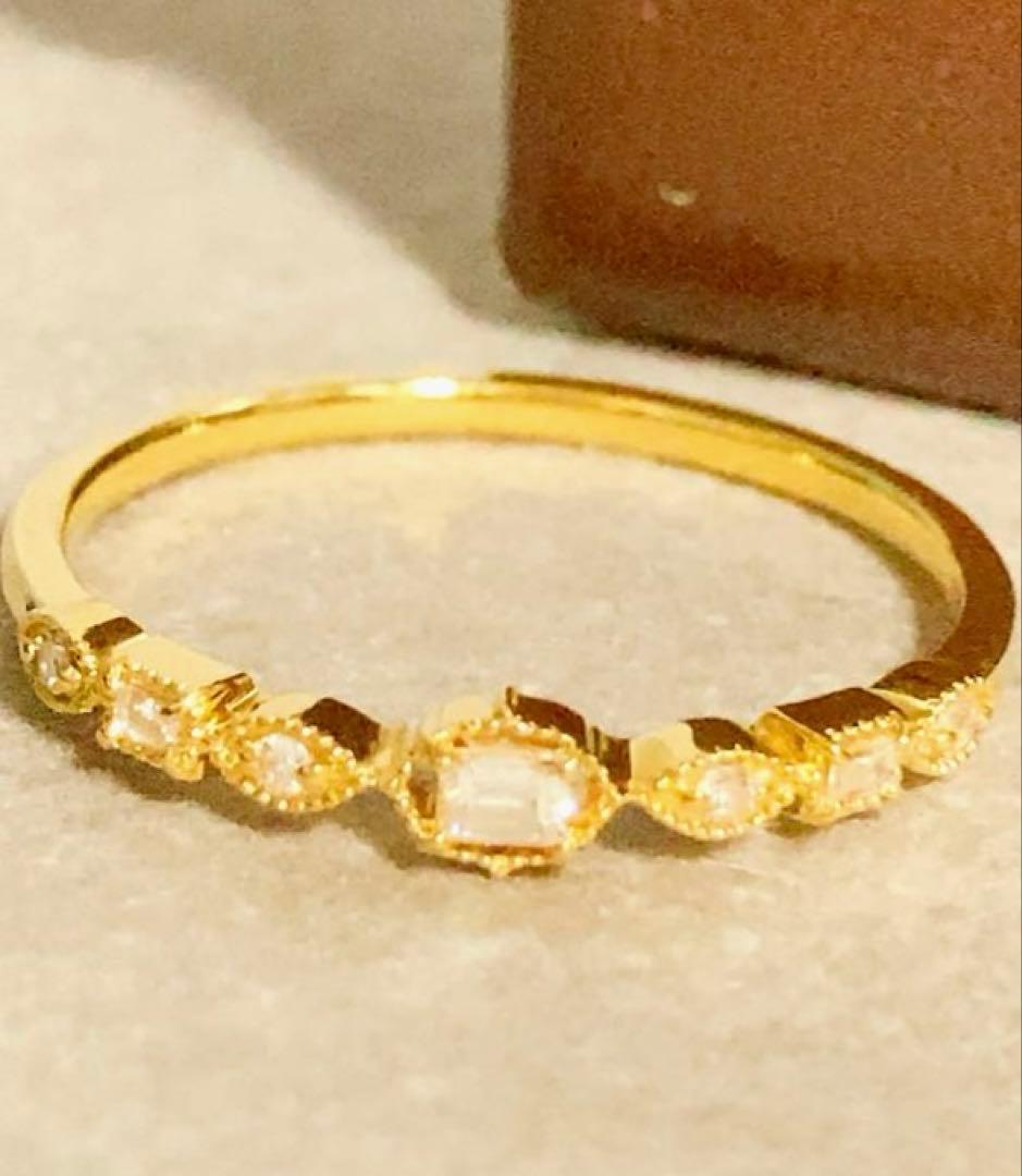 K18 ageteアガット 13号 0.08ct ダイヤモンド ゴールド リング