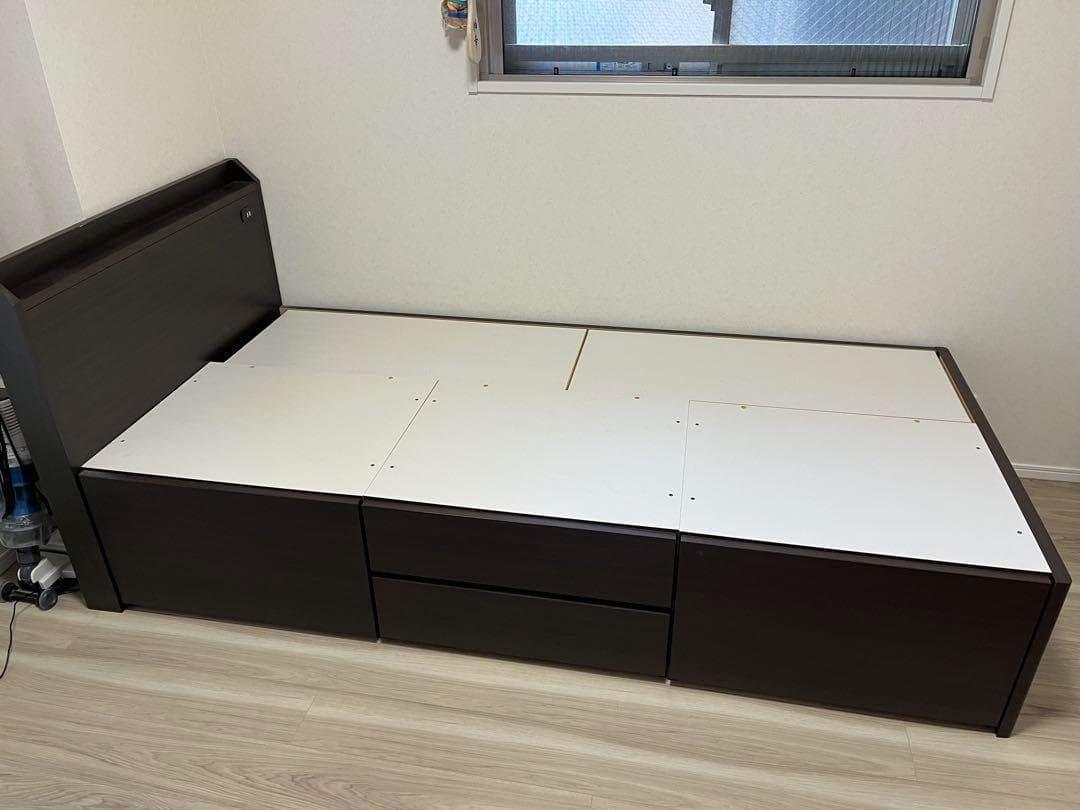 シングルベッドフレーム ダークブラウン 引き出し付き マットレスセット Amazon｜ビックスリー シングルベッド 収納付きベッドフレーム