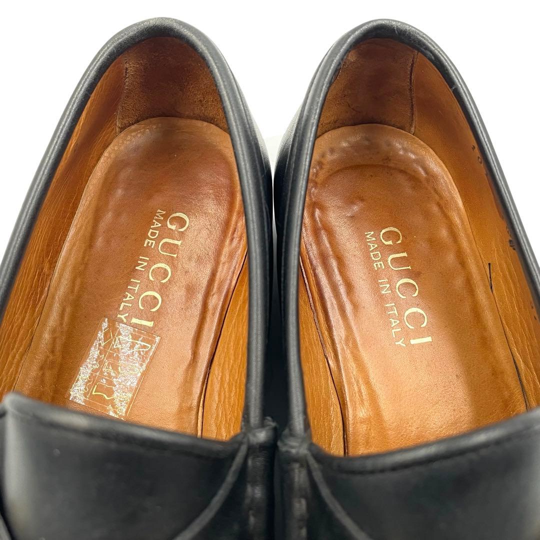 《未使用級》グッチ ホース ビット ローファー レザー ゴールド金具 黒系 37