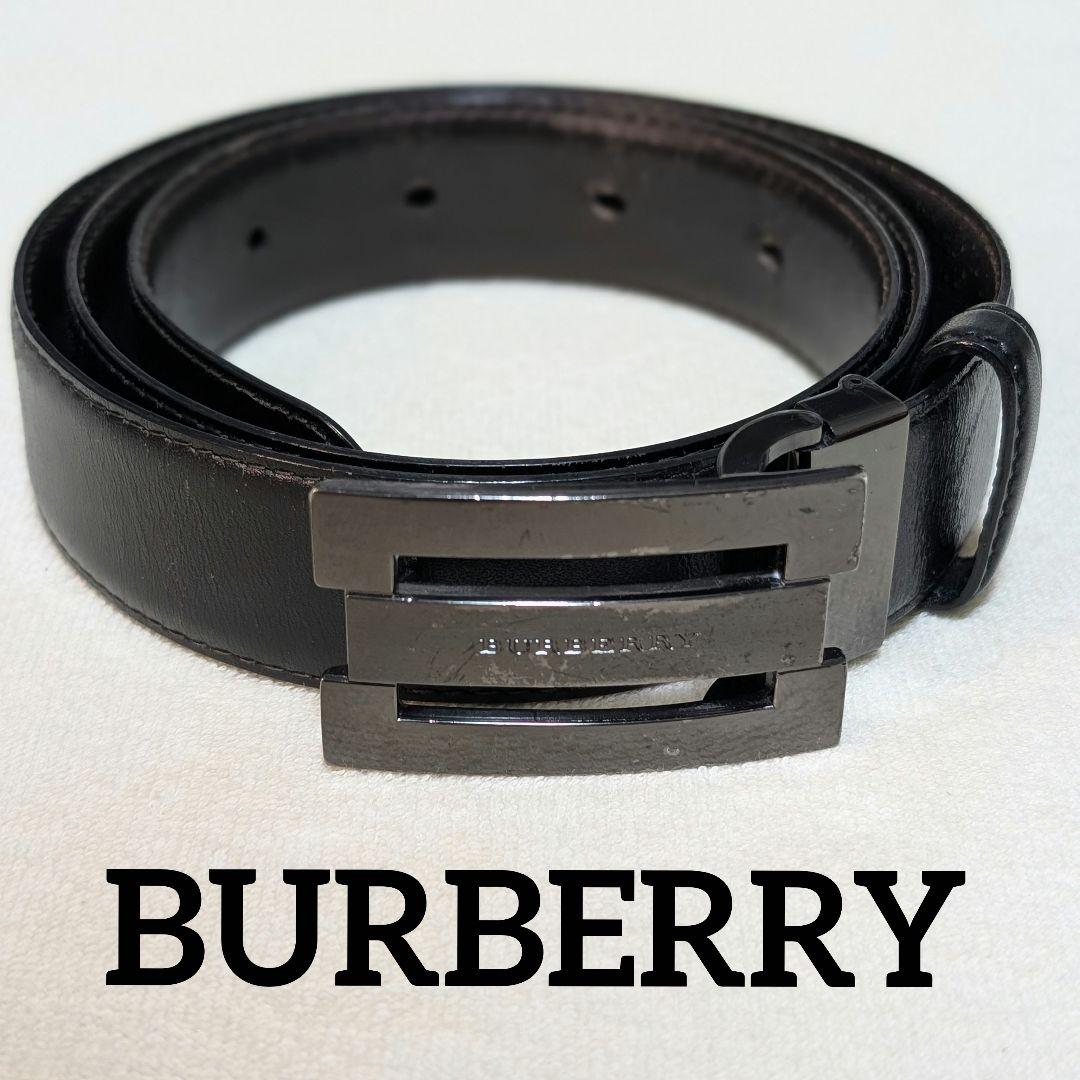 BURBERRY クロームブラックバックル カーフレザーベルト別ブランド BURBERRY クロームブラックバックル カーフレザーベルト別ブランド