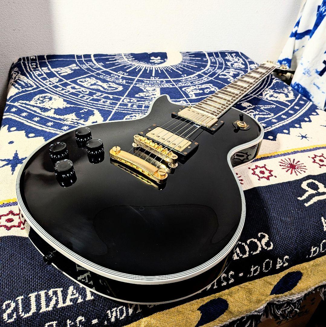 レスポールカスタム 左 レフティ エレキギター 黒金 - メルカリ
