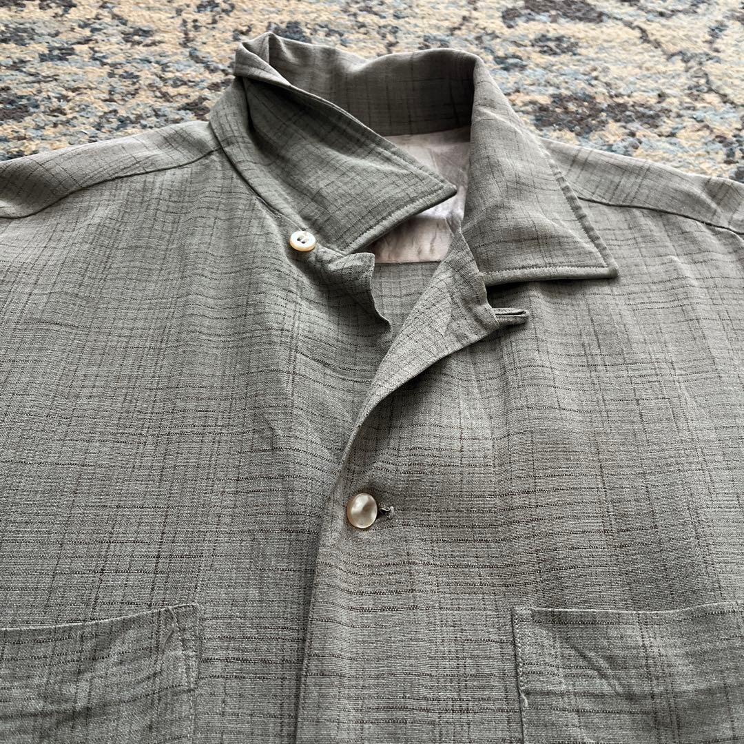 60s レーヨン シャツ カスリ オープンカラー 検 50s 40sヴィンテージ