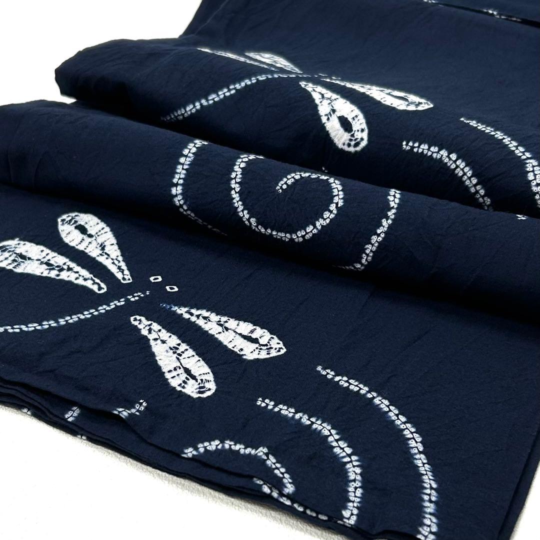 リサイクルショップ 浴衣 絞り浴衣 本場 有松絞り 紺色 濃紺 トンボ 渦