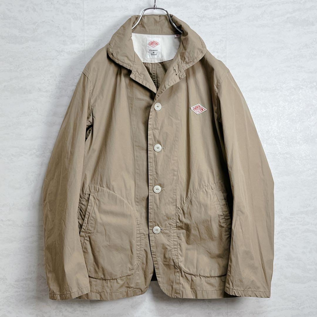 美品『ダントン』丸襟シャツジャケット ベージュ コットン 手洗可 42 ボーイズ DANTON ダントン 丸襟 コットン ラウンドカラージャケット 34 ベージュ