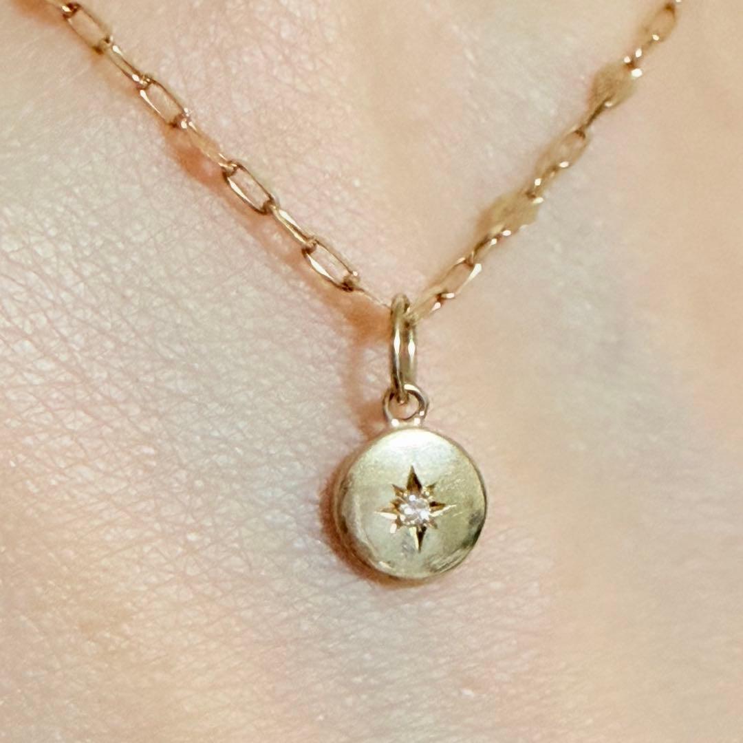 K10 10金　YG ダイヤモンド　　ネックレス　チャーム　ペンダント Jewelry i（ジュエリーアイ） 太陽 ネックレス 10金 モチーフ 一粒