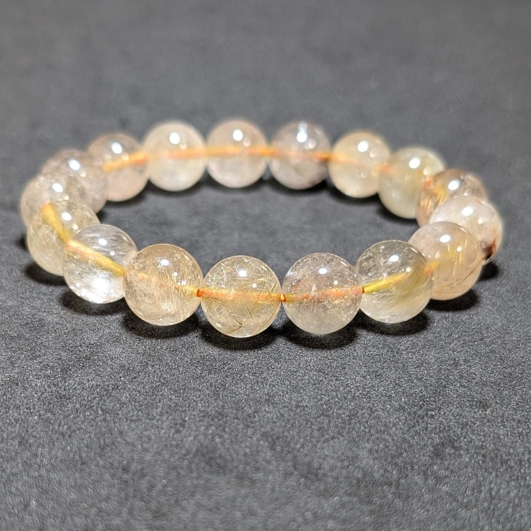 透明感重視 ゴールドルチルクォーツ ブレスレット 12ミリ 金針水晶 最強天然石 濃密すぎる金針が最高】ゴールド ルチルクォーツ ブレスレット 12ミリ