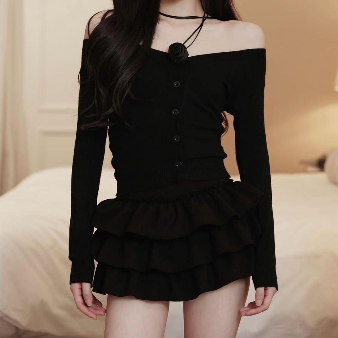 ANDWANG Frill culotte mini skirt black S - メルカリ