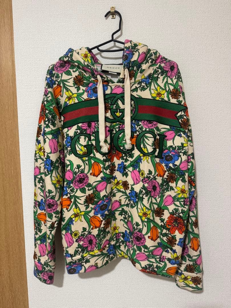 GUCCI 花柄 パーカー トレーナー　イタリア製 中古・古着通販】GUCCI (グッチ) フローラルニットパーカー アイボリー