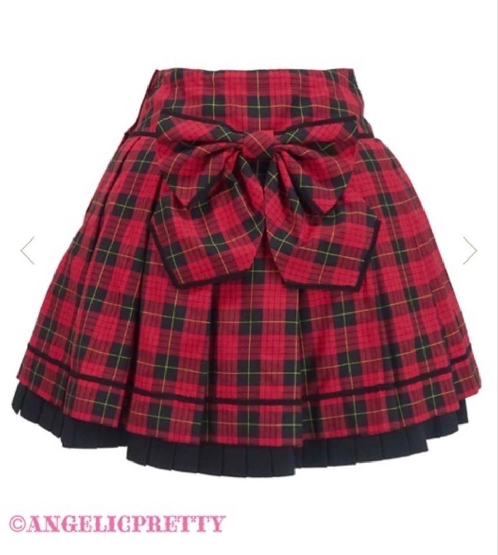 アンジェリックプリティ タータンチェックスカート＋リボンクリップ