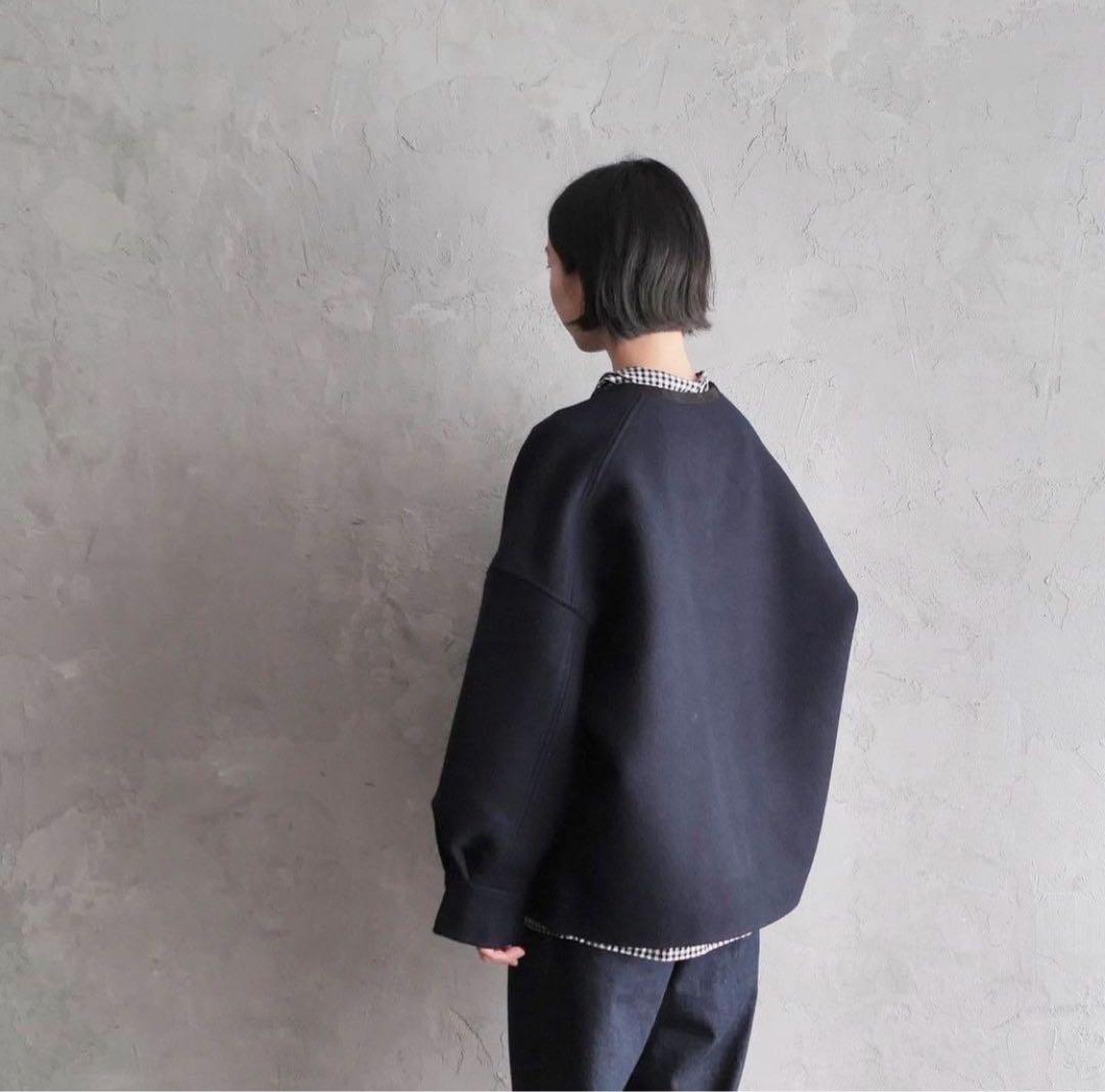 homspun(ホームスパン）メルトン ジップ アップ ブルゾン ネイビー