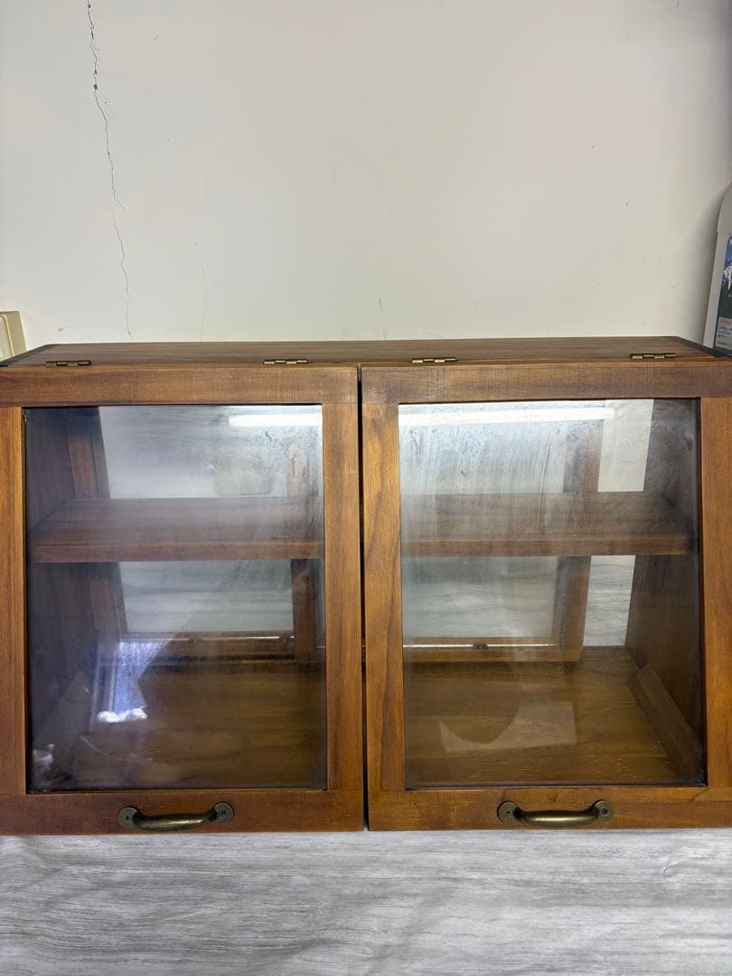 昭和レトロ　木製ガラスケース　ショーケース アンティーク 大正ロマン ガラスケース コレクションケース
