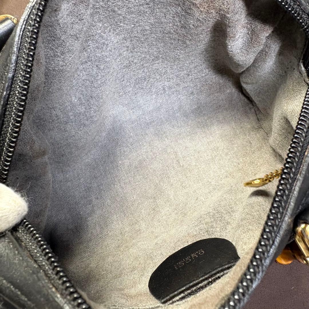 美品 グッチ バンブー 2WAY ミニ ボストンバッグ ヴィンテージ 黒 極小