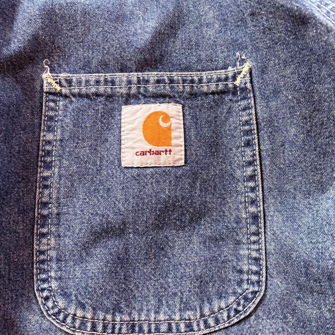 カーハートデニムカバーオール 80年代星タグ期 USA製美42洗い加工