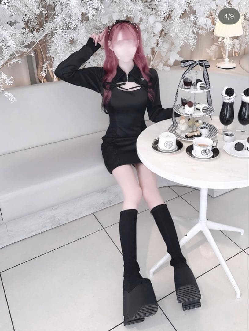 HONEYMEW ハニーミュウ レーススウェットタイトワンピース ブラック 残りわずか