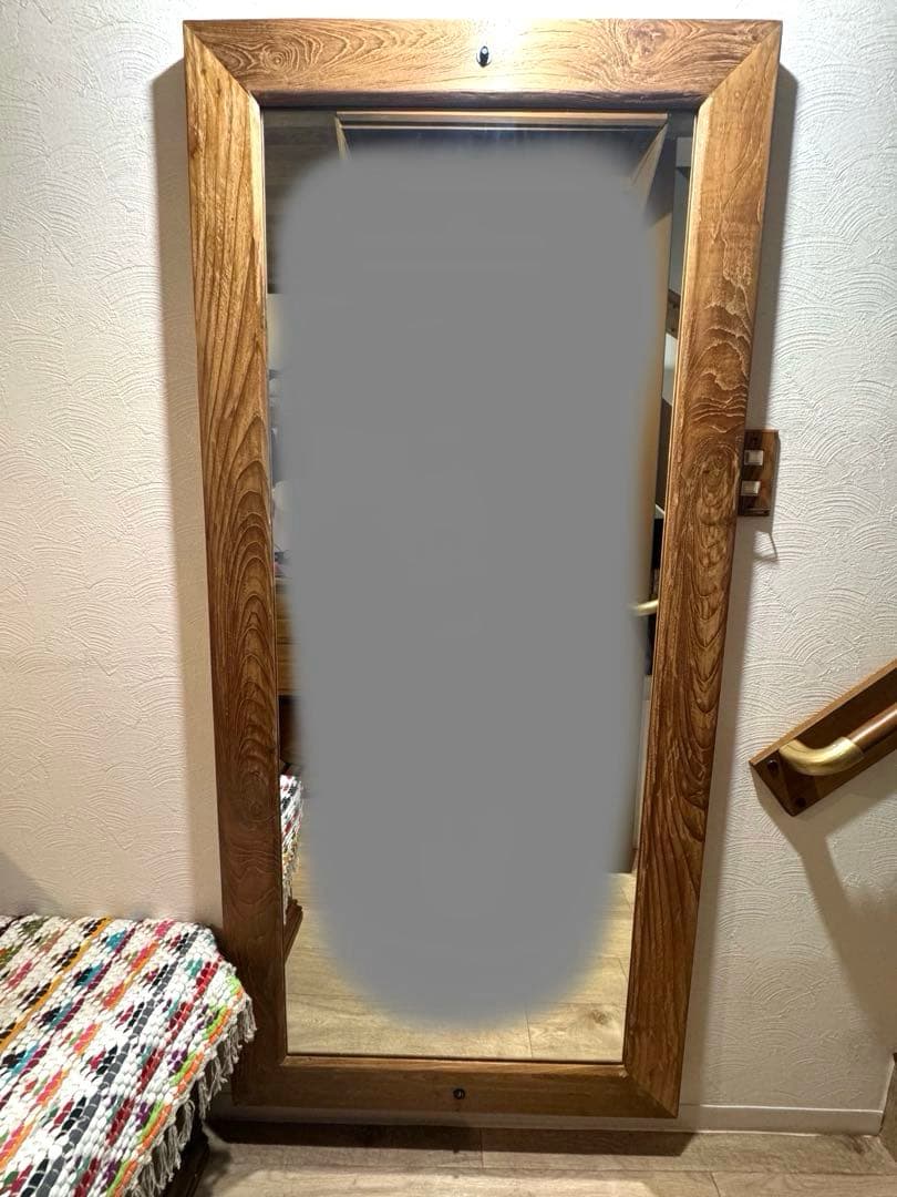 オールドチーク　ミラー　姿見　ヴィンテージ　インド　アンティーク　古材 オールドチーク総無垢 ミラーXXL 姿見 鏡 全身鏡 全身用 大型ミラー 古