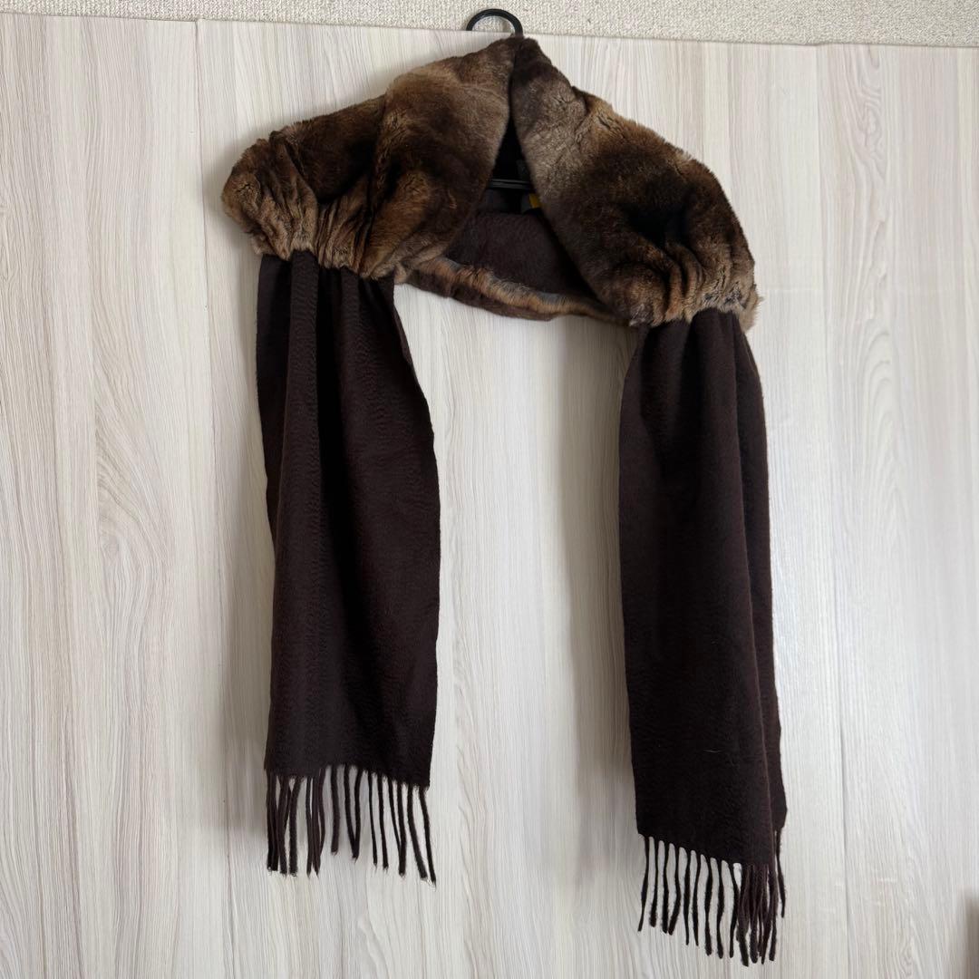 FENDI フェンディ ストール リアルファー×カシミヤ マフラー ショール