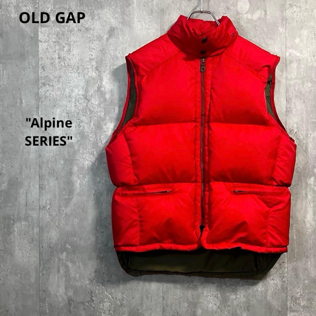 90s OLD GAP Alpine SERIESダウンベストMレッド赤フード - メルカリ
