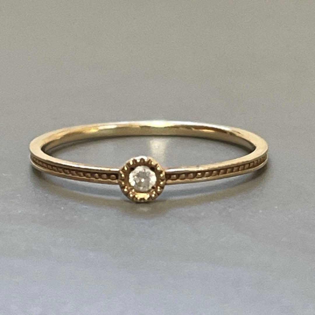 ete YG 10K 0.03ct ダイヤモンド 11号 リング　ミルグレイン