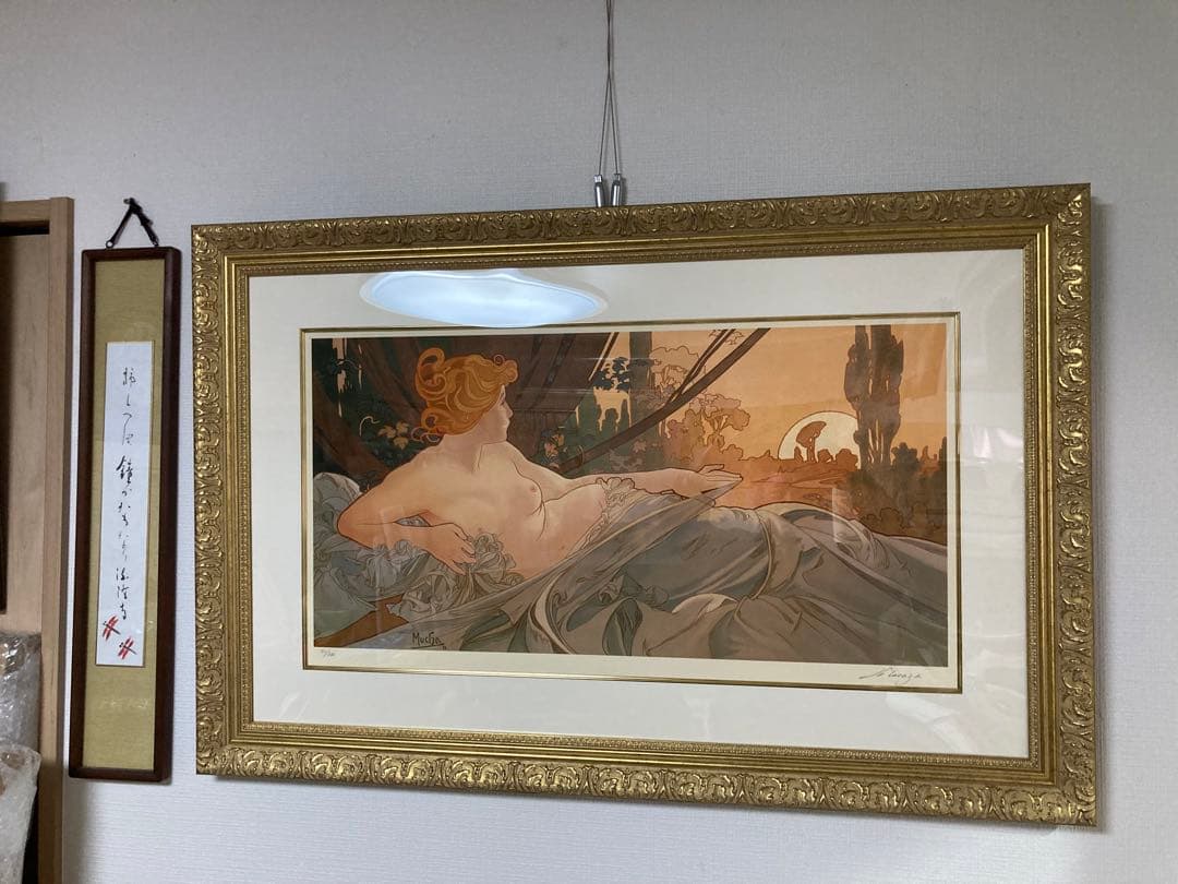 真作/ミュシャ[夜明け]シルクスクリーン(71/300)サインed有り/新品額装 ミュシャ シルクスクリーン 『春夏秋冬』 - 国内外の優れた伝統工芸品